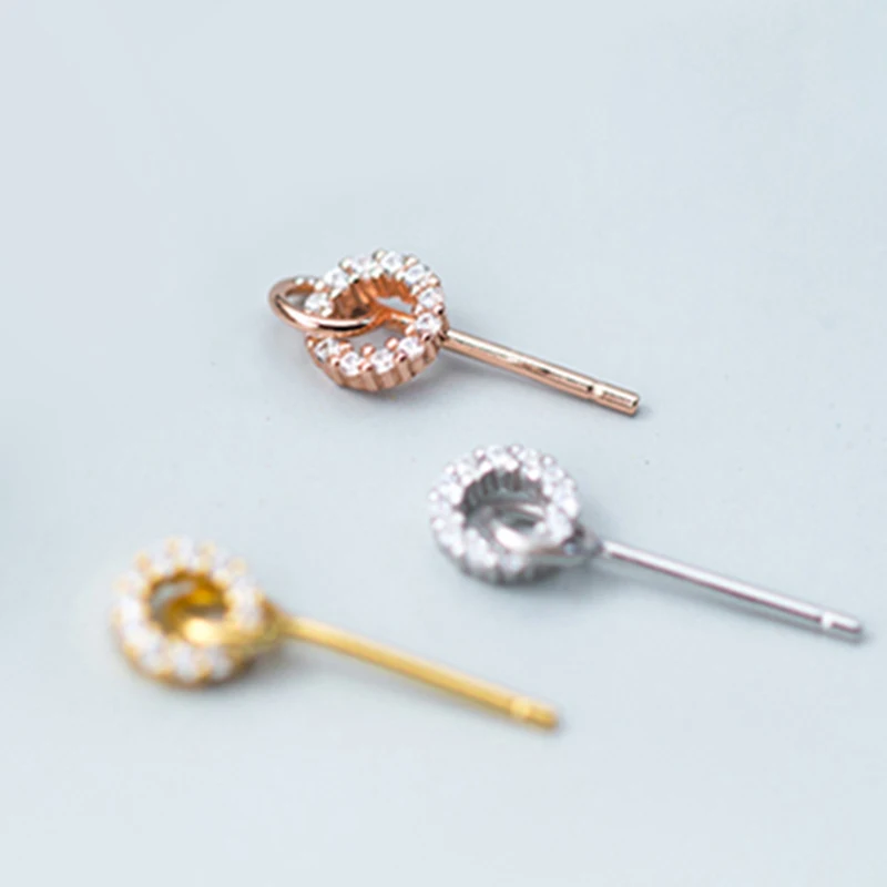 Корейский простой стиль с кристаллами серьги 925 пробы серебро полые уха Jewelry вечерние аксессуары подарок круг серьги