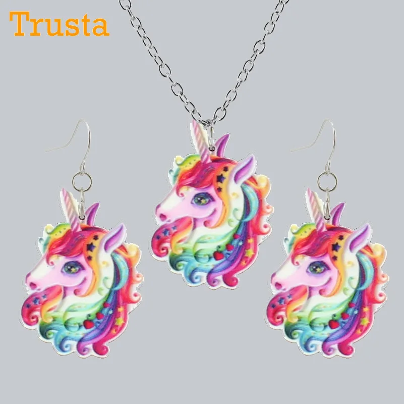 Trusta/2018 модные подарочные украшения для девочек маленькая серьга с единорогом