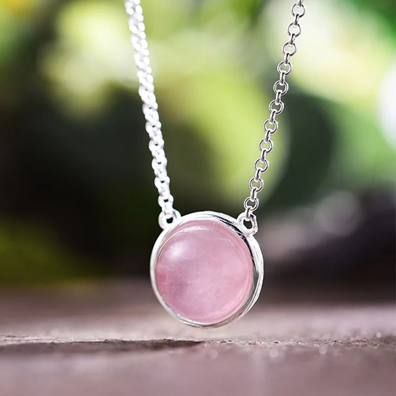 Big Pink Beryl Lotus Fun реальные 925 пробы Серебряный дизайнер ювелирные украшения натуральный карамельный цвет драгоценные камни Классический круглый кулон - Цвет камня: Big Pink Beryl