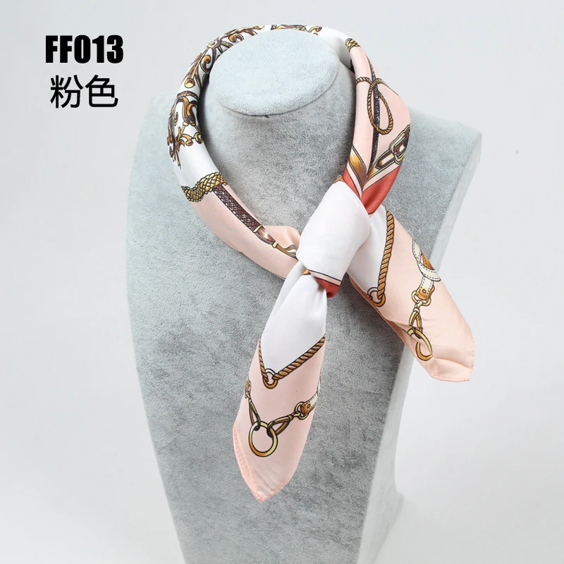 FF013 Pink Шелковый шарф женский квадратный шарф шейный платок платок Топ шелковая Бандана Маленький квадратный шелковый шарф Высокое качество FF012 - Цвет: FF013 Pink