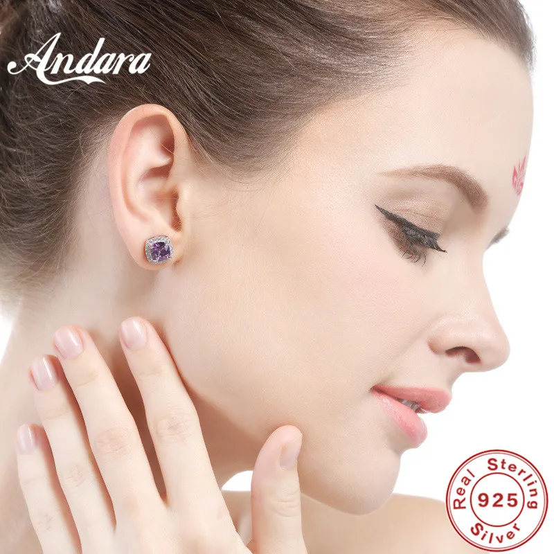 100% 925 Sterling Silver Shine Austria Crystal Stud Earrings for Women Men. Anti Allergy and Not Fade Zircon Jewelry | Украшения и