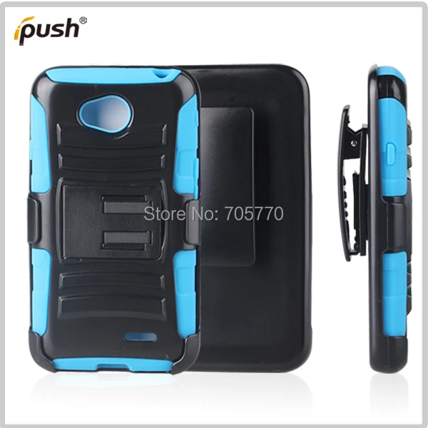For LG L70 Holster Hybrid Combo Silicon Plastic PC Cell Phone Cases Stand |