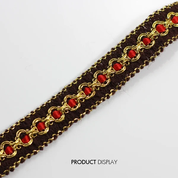 Плетеная коричневая золотая ткань венецианские украшенные кружевами