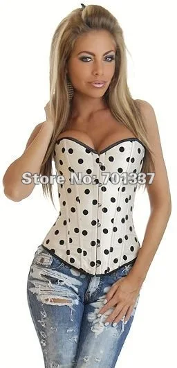 Оптовая продажа сексуальное Белое Нижнее белье Satin баскский корсет на шнуровке