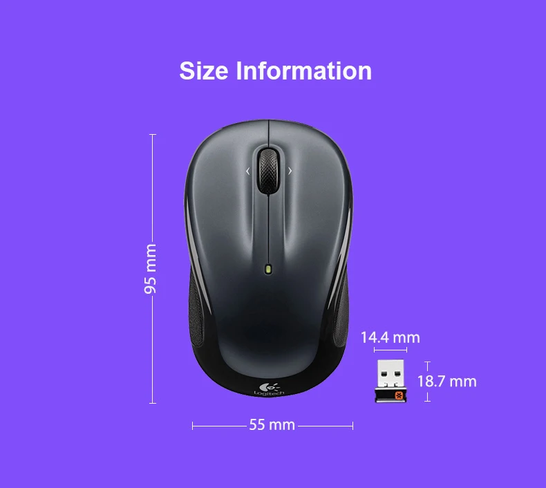 Беспроводная игровая мышь logitech M325, ПК геймер, настоящая оптическая 1000 точек/дюйм, отслеживание, унифицирующий нано приемник, компьютерная мышь