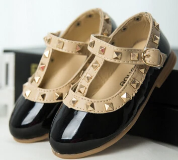 

New Girls Princess Shoes Kids Children Rivets PU Leather Shoes 4 Colors Casual Girls drop shipping
