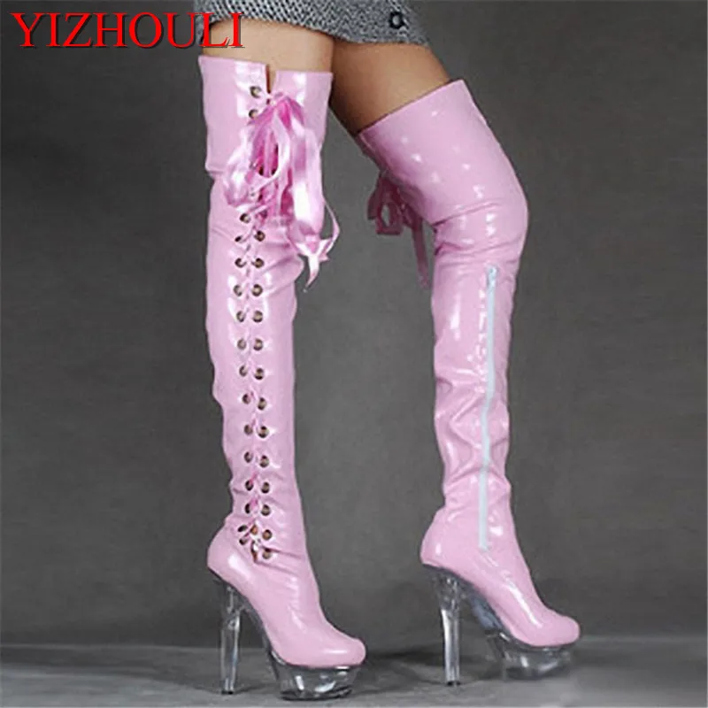 High Heel Over-the-Knee Peep Toe Long Boots Women Sexy Boots Special Pole Dancing Boots 15cm High Heel Dance Shoes
