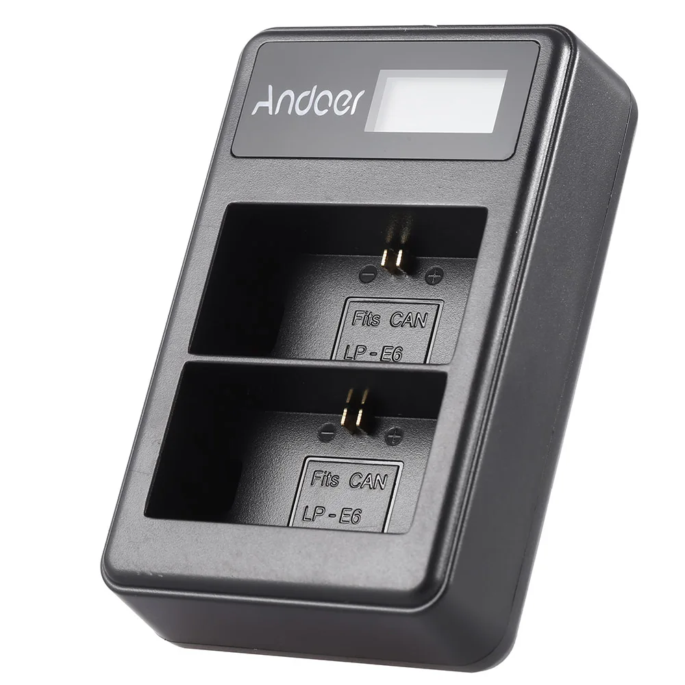Andoer LP E6 LED дисплей литий ионный аккумулятор зарядное устройство комплект с 2