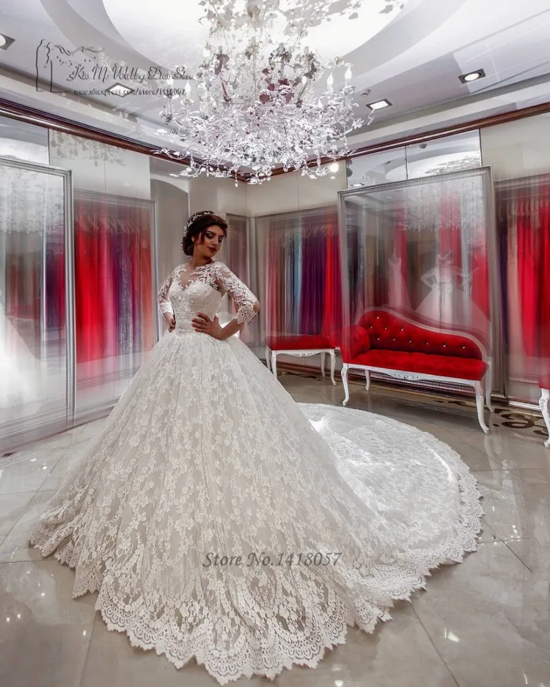 Vestido de Noiva Renda пышные Роскошные турецкие свадебные платья арабское платье невесты