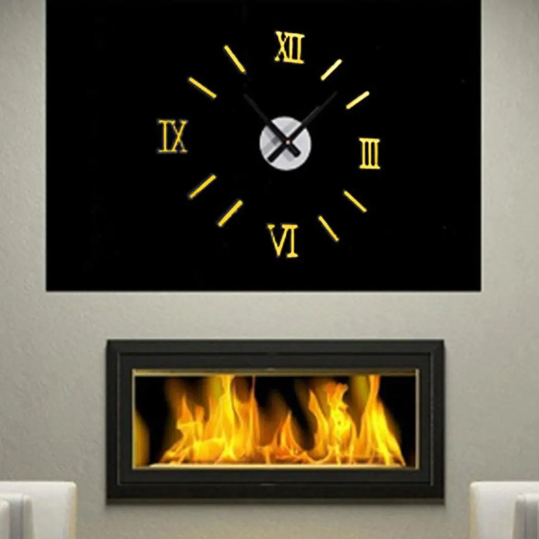 Roman Stickers Clock Quartz Surface etc Unassembled Powered Numerals Decor Mirror Home Room DIY Wall Battery Living 3D | Дом и сад