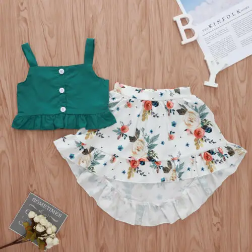 Комплект одежды из 2 предметов для маленьких девочек летний топ футболка юбка с