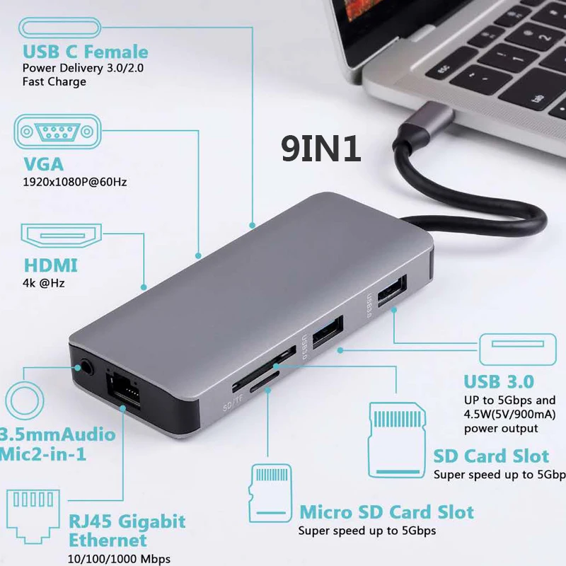 Док станция с разъемом типа C HDMI VGA USB3.0|Док-станции| |