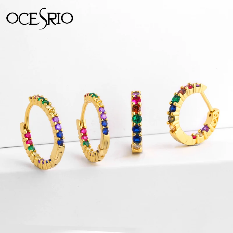 Золотые заполненные модные серьги кольца для женщин красочный Радужный дизайн