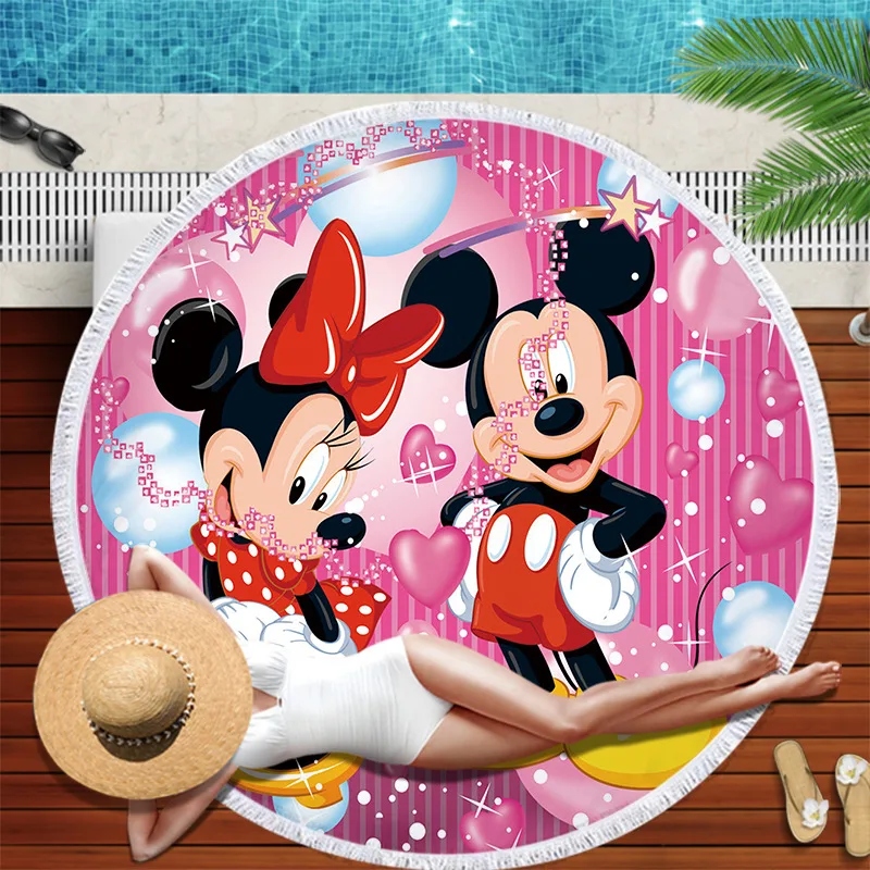 

150CM Summer Minnie Mickey Mouse Fashion Anime Bath Towels Soft Beach Towel Cartoon Washcloth Unisex NEW