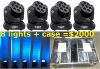 sales 8xlot led moving head beam wash spot lights with flightcase big 7pcs 12w rgbw 4in1 quad color dj disco dmx stage equipment