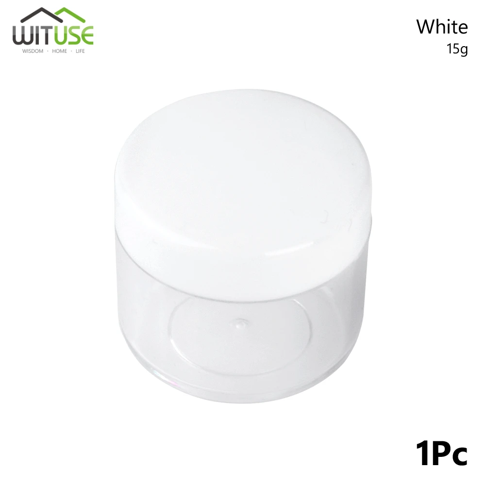 15g White Косметики баночка Ланч-бокс для макияжа кремовый многоразовый флакон для хранения горшок контейнер на круглые бутылки с точечной фиксацией Портативный Пластик прозрачный чехол 10, 15 г, 20 г - Цвет: 15g White