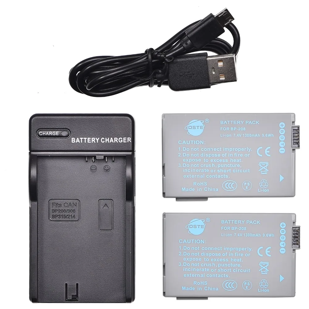 DSTE 2 шт. BP 208 литий ионная батарея + usb порт UDC20 зарядное устройство для Canon DC220 DC40 DC50
