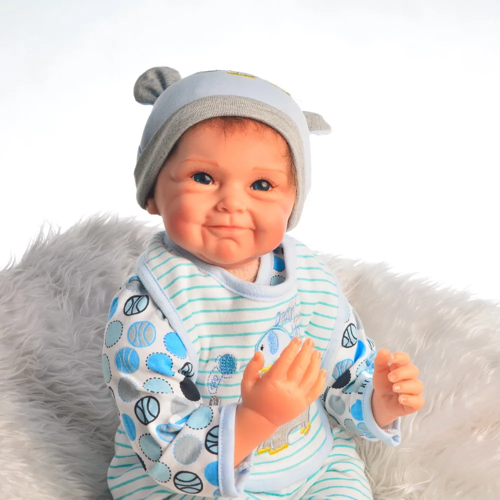 Уникальная кукла для мальчика smiley reborn 55 см силиконовые куклы новорожденных
