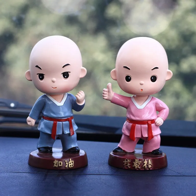 PINNY Cute Monk Shake His Dead Decoration современные фигурки из смолы автомобильные аксессуары
