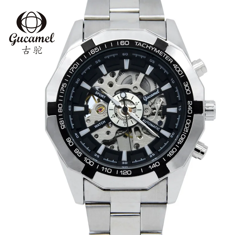 Роскошные скелетные Мужские механические часы reloj hombre водонепроницаемые