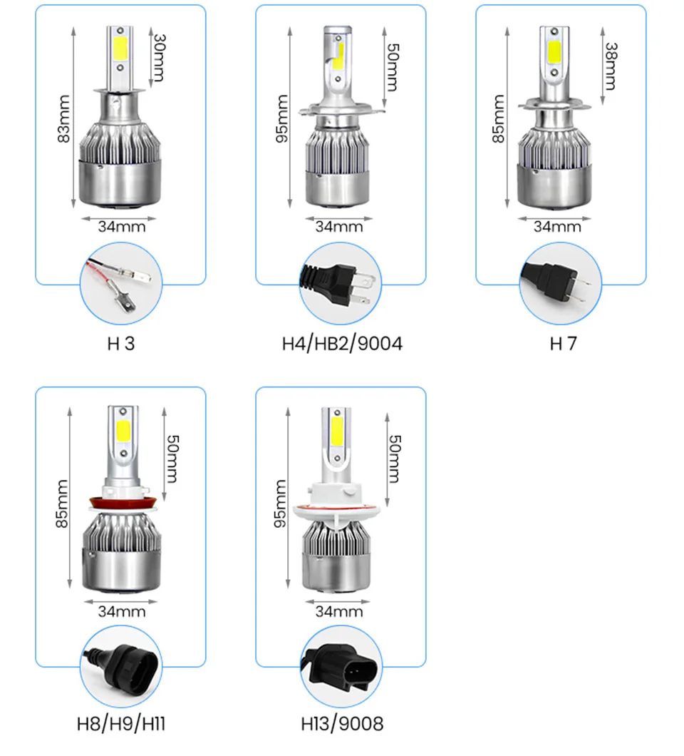 Zarpooz светодиодный фары 12 V H7 светодиодный H4 светодиодный HB2 H1 H3 H11 HB3 9005 HB4 9006 9004 9007 72 W 8000lm автомобильная лампа для стайлинга Automotivo
