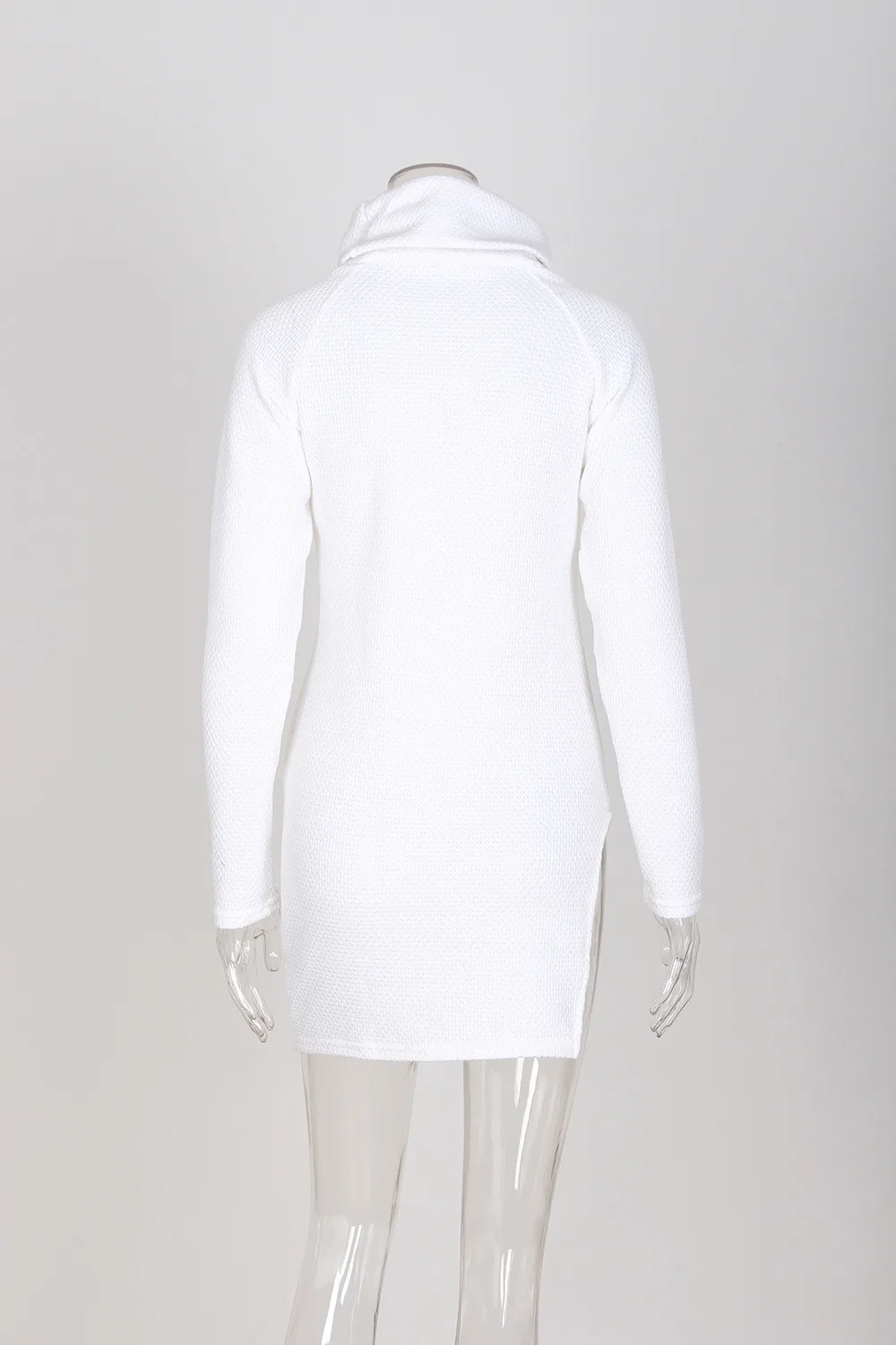 Женская водолазка с длинным разрезом белый вязаный свитер рукавом пуловеры для