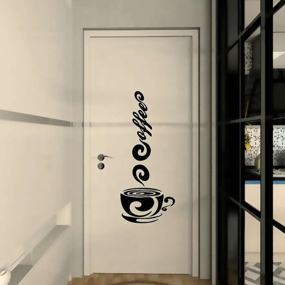 Кофейная кружка чашка Настенная Наклейка на дверь чайной комнаты художественная