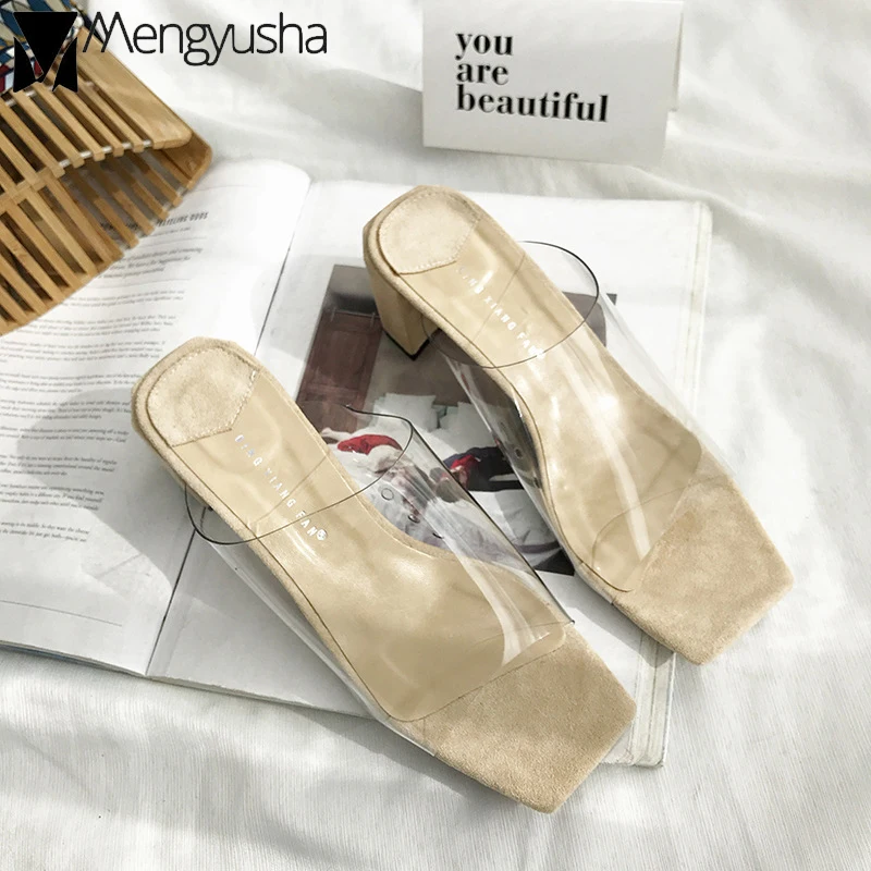 2019 Новая женская обувь с квадратным носком на высоком массивном каблуке sippers
