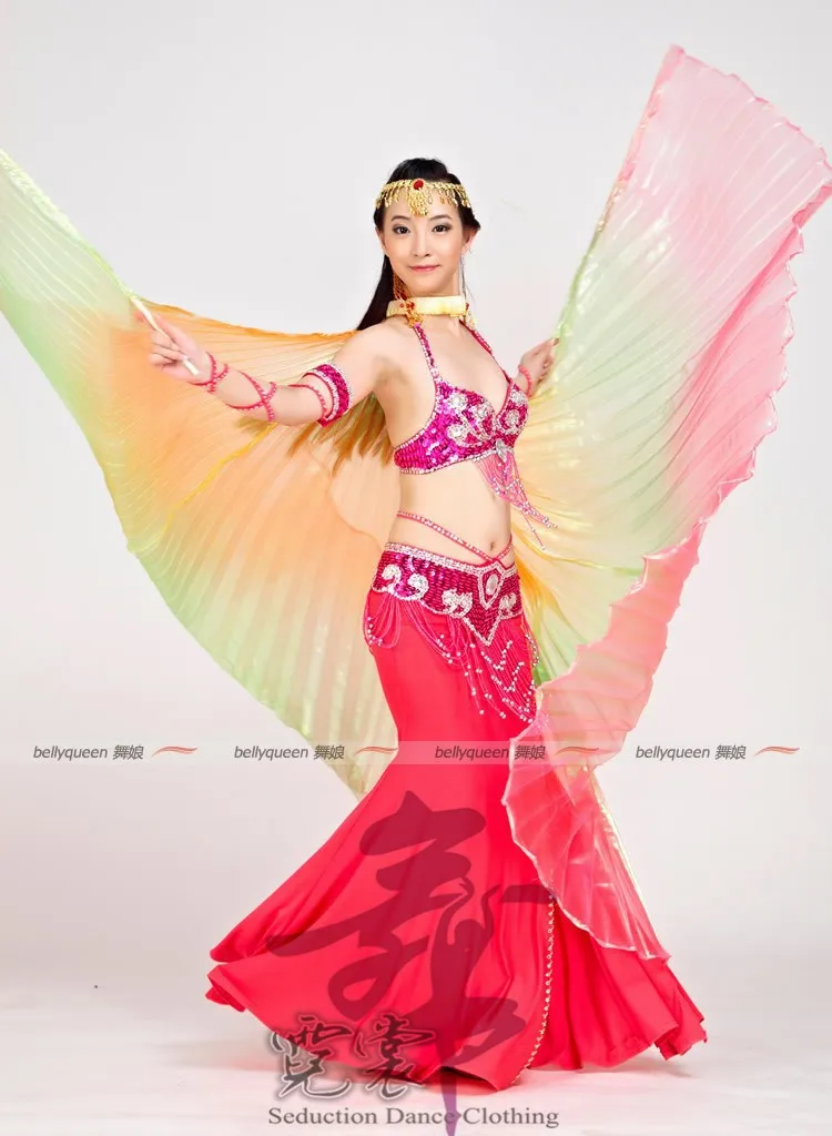 Яркие крылья для танца живота прозрачные цветные трех цветов реквизит сцены без