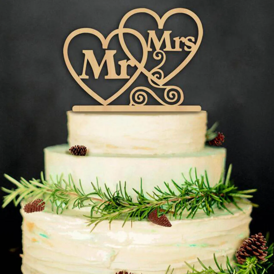 Heart MR MRS Tronzo 1 комплект свадебный торт Топпер MR& MRS сердце буквы деревянный Топпер украшения торта для свадьбы помолвки вечерние подарки для взрослых - Цвет: Heart MR MRS