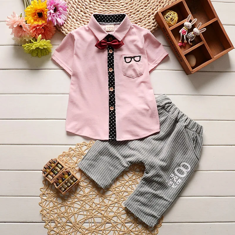 Высокое качество комплект одежды из 2 предметов для маленьких мальчиков Летний