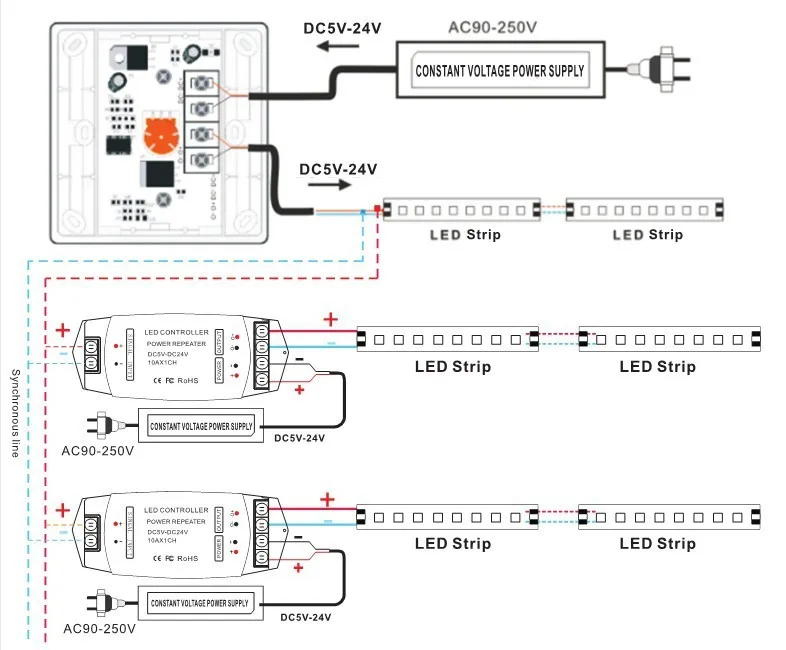 Led power Ampilier 5A* 3CH/8A* 3CH/10A* 1CH ретранслятор данных/led RGB/моно усилитель PWM репитер мощности для светодиодной полосы света, DC5V-24V