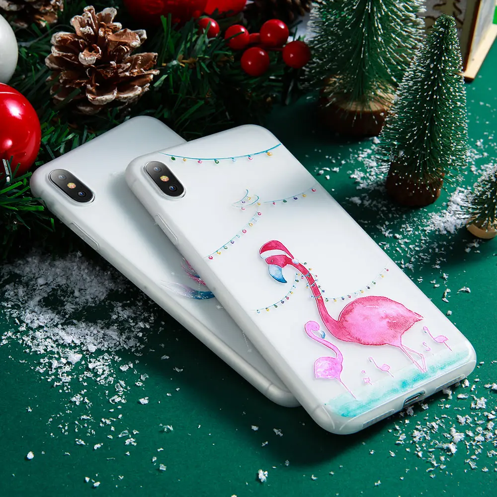 Рождественский чехол FLOVEME для iPhone X XS MAX XR мягкие чехлы из ТПУ 6 7 8 6s plus SE зеркальный