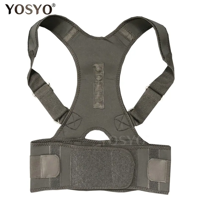 Black YOSYO Корректор осанки для магнитной терапии Brace регулируемый плечевой ремень поддержки спины - Цвет: Black