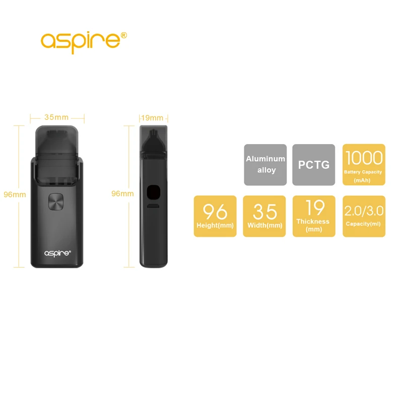 Оригинальный Vape Aspire Breeze 2 AIO Pod Комплект с ветерком Встроенный 1000 мАч