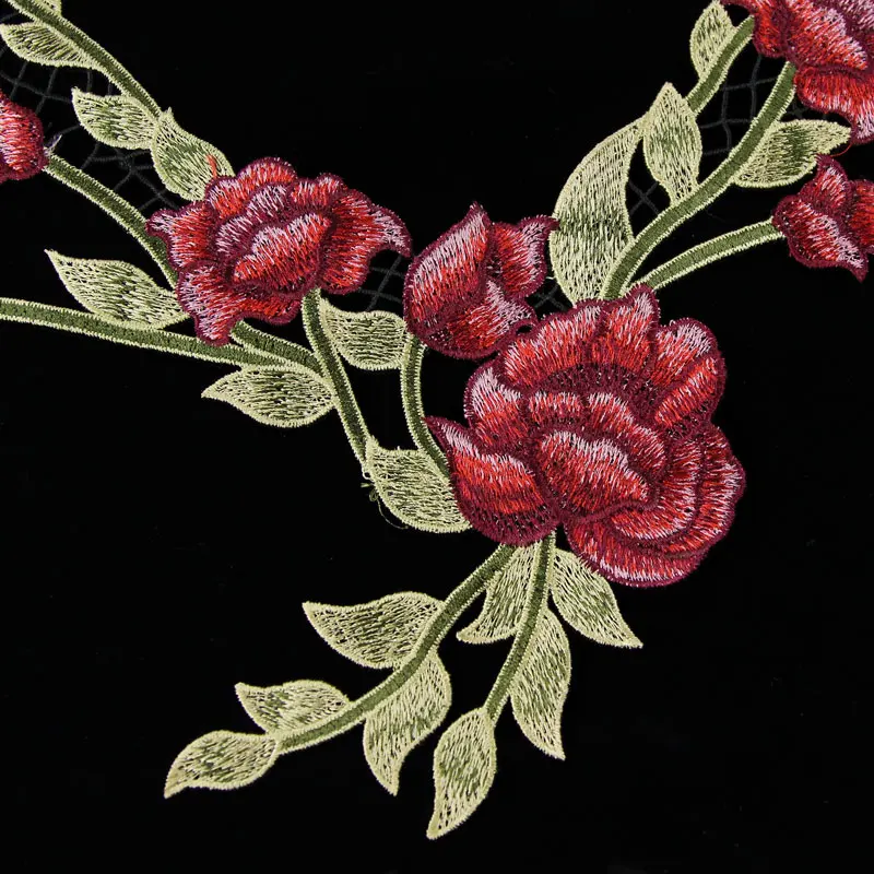 1 шт. Вышитый цветочный вырез воротника отделка одежды шитье полиэстер Кружевная