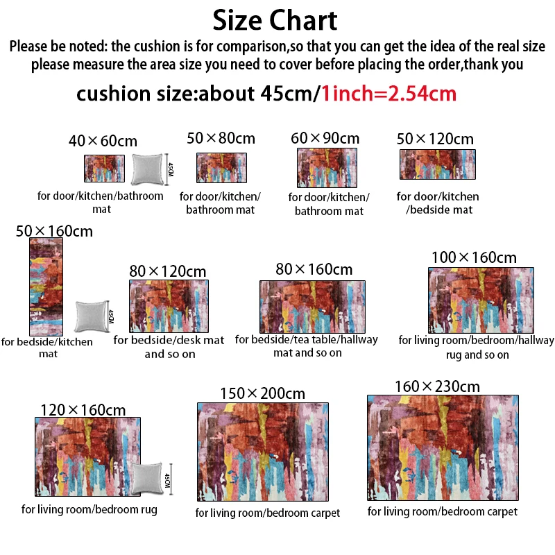 Fashion Abstract Ethnic Colorful Red Blue Watercolor Print Kitchen/Doormat Living Room Bedroom Parlor Area Rug Decorative Carpet | Дом и сад