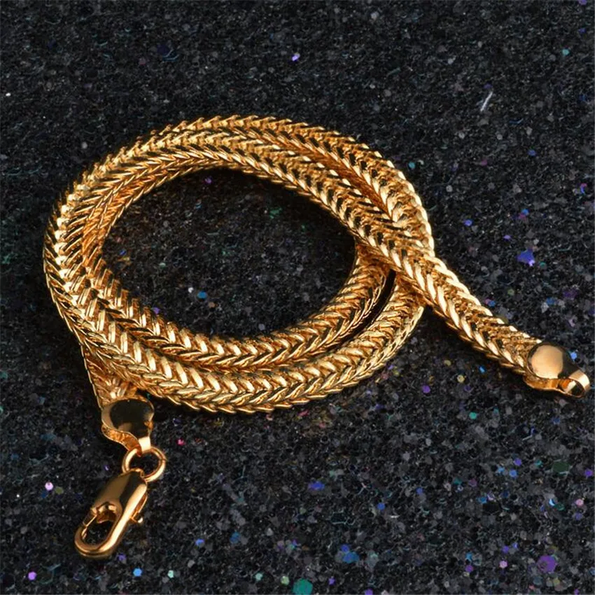 Золотая цепочка колье модное ювелирное изделие 18 К 6 мм 50 см 20 дюймов Мужская с