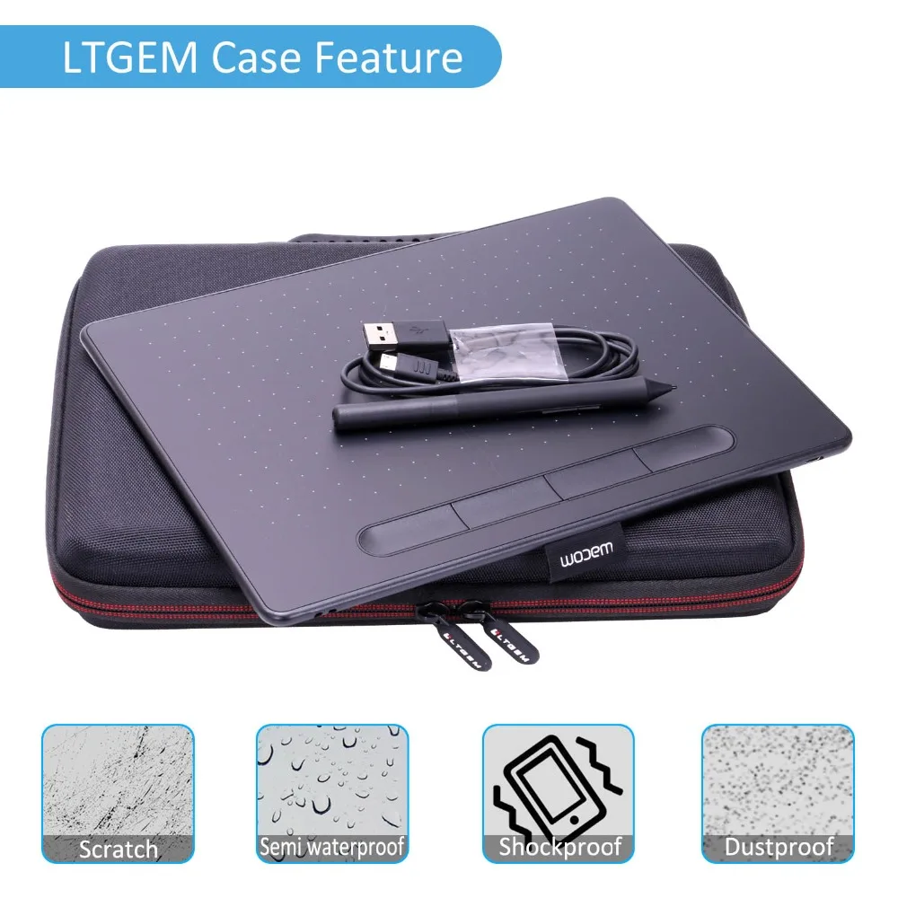 LTGEM EVA Hard Case Fit for Wacom Intuos Wireless Graphic Tablet, Size 10.4