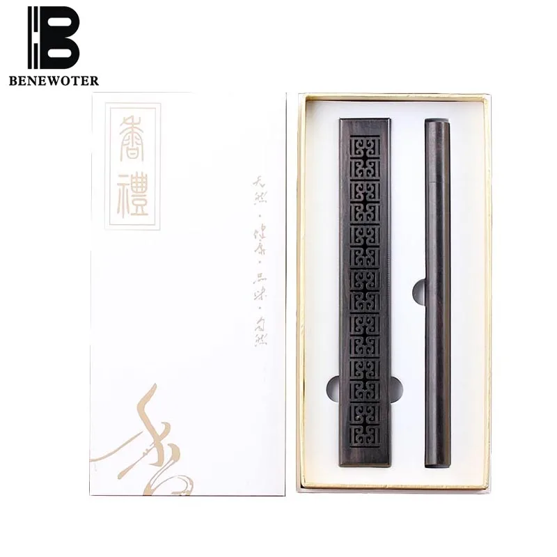 

Gift Package Chinese Style Ebony Wood Incense Burner Home Tea Ceremony Decoration Openwork Pattern 10g Stick Incense Holder Gift