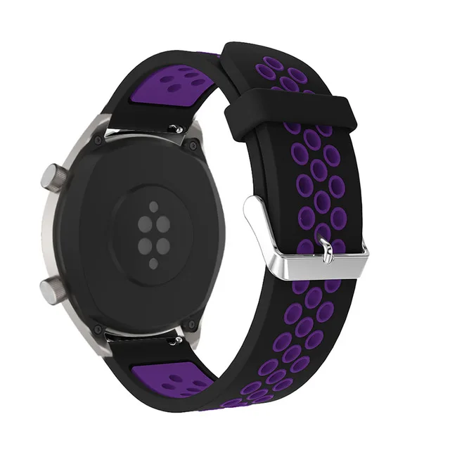 balck purple Дышащий силиконовый ремешок для HUAWEI WATCH GT 22 мм ремешок Браслет спортивный сменный ремешок для часов gear S3 amazfit Stratos 2/2S - Цвет: balck purple