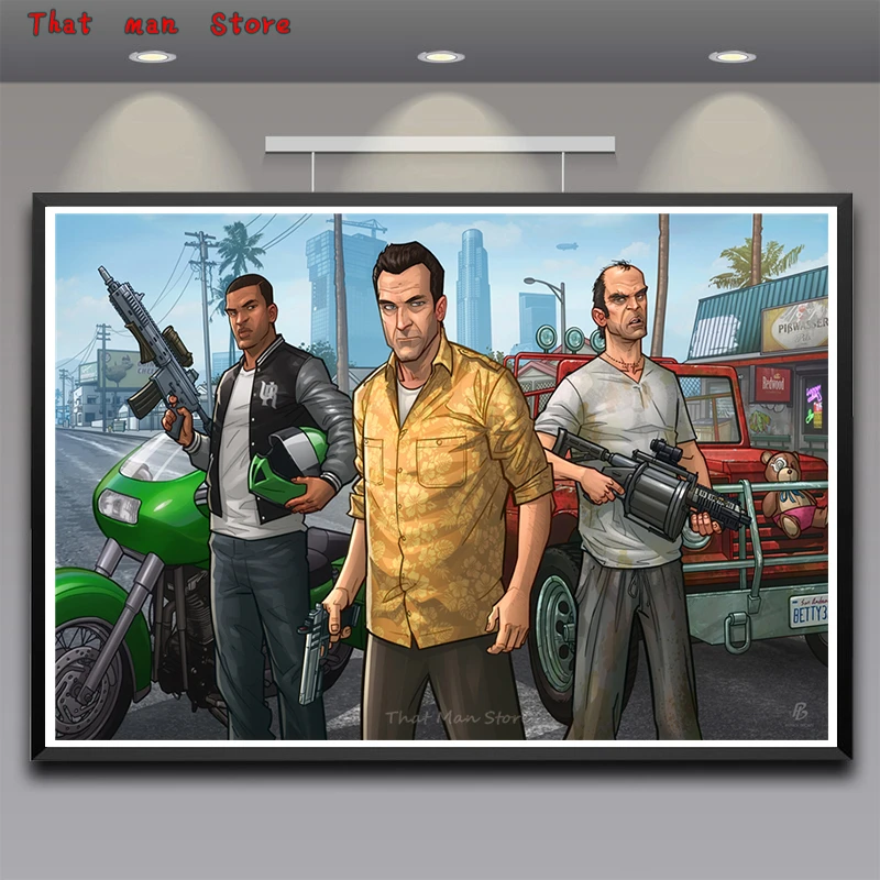 GTA 5 игровой плакат Grand Theft Auto V видео настенные художественные плакаты и печати для гостиной стены без рамы 42*30 см