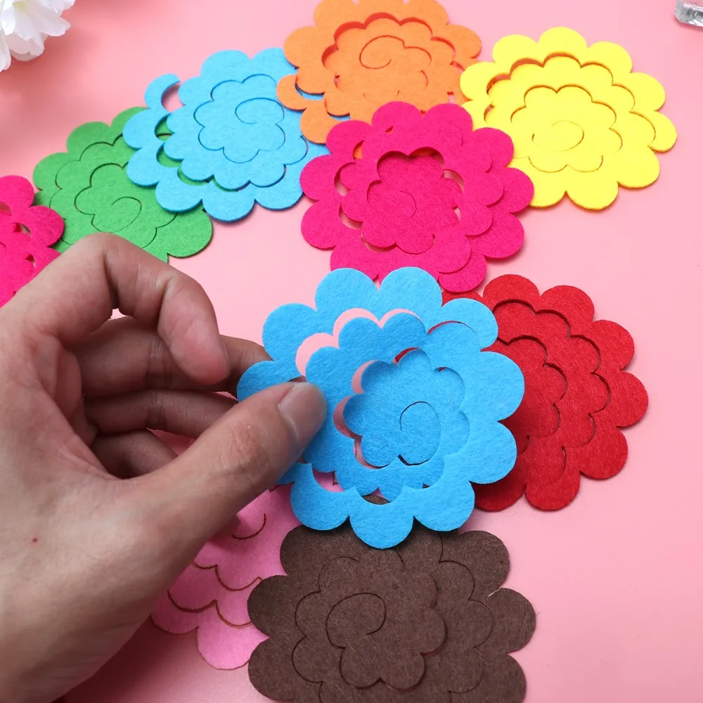 50 Pcs Simulation Felt Flower Cute Fashion Flower Appliques Exquisite Die Cut Felt Florals for Sewing DIY Crafts(Mixed Color