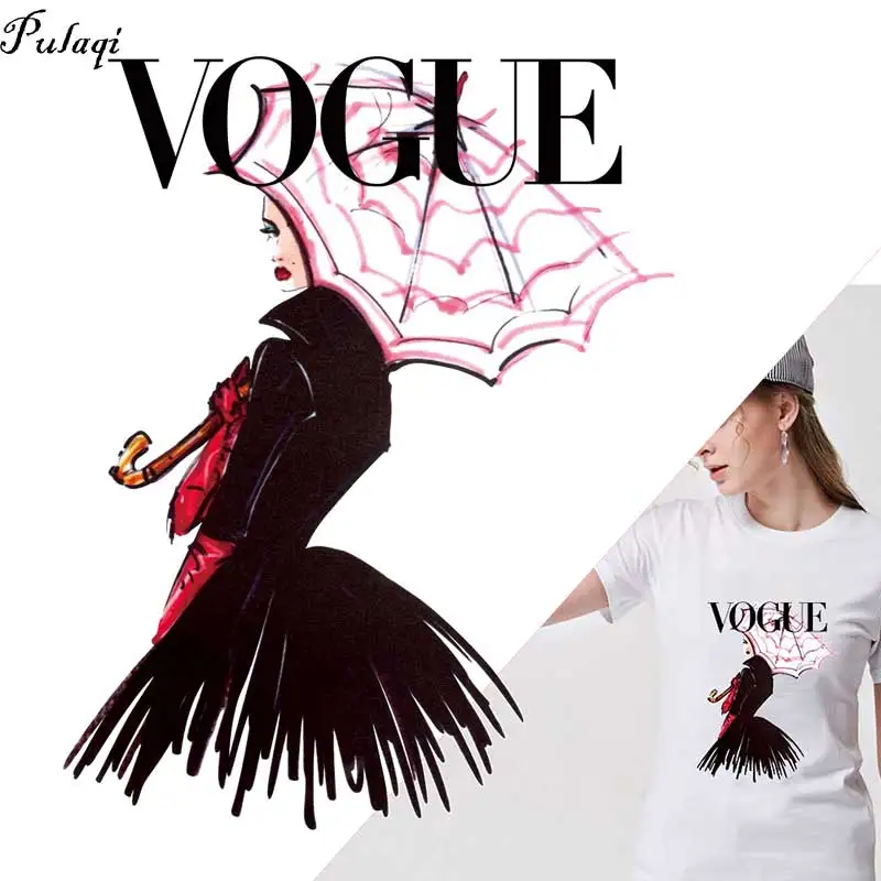 Горячая Европа стиль VOGUE термонаклейки для одежды девушка стикер s Железный патч ручной работы Футболка наклейка с термопереносом H