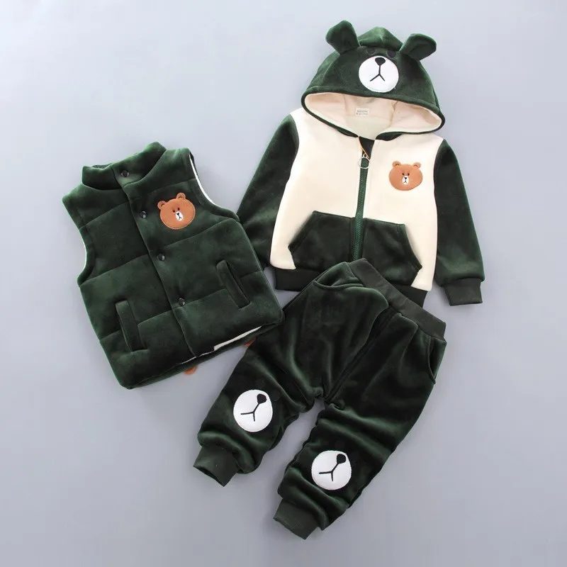 Комплекты детской одежды зимний Повседневный хлопковый толстый комплект из 3