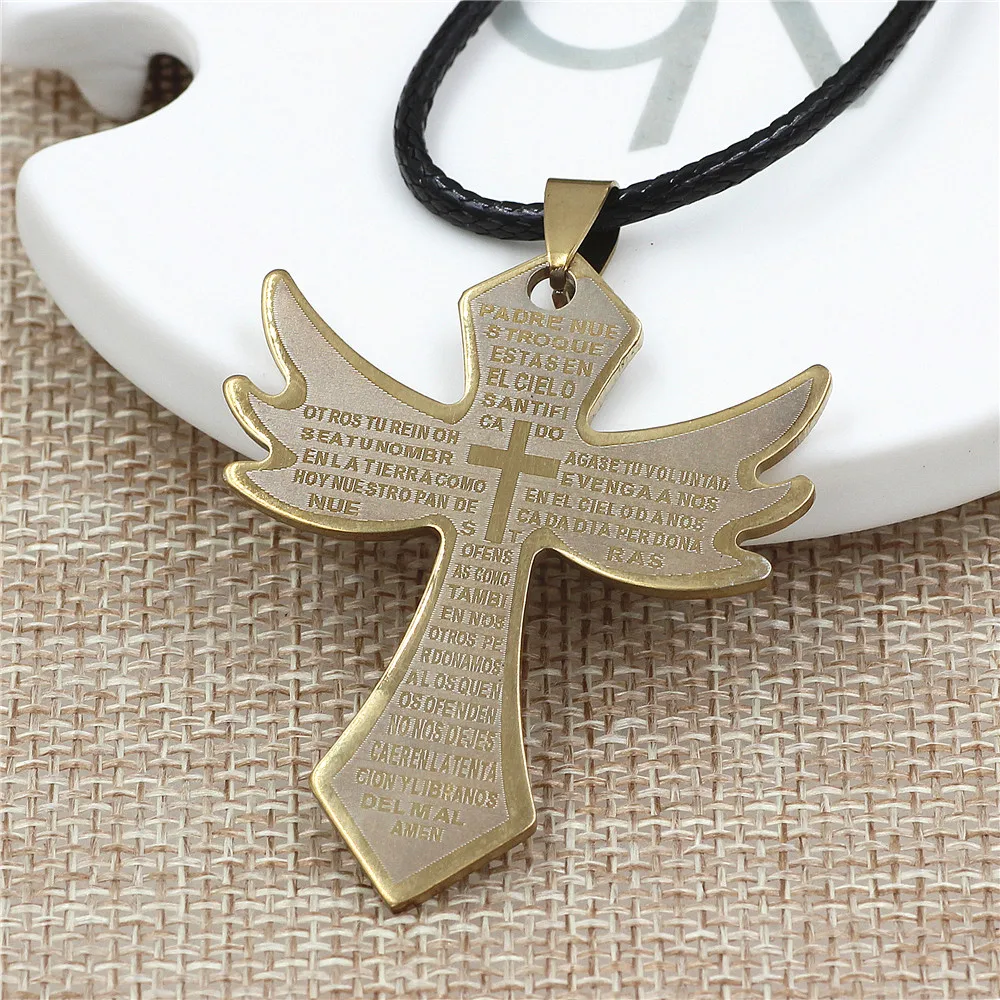 2 стиля буквы титановая сталь крест кулон ожерелье для мужчин ювелирные изделия
