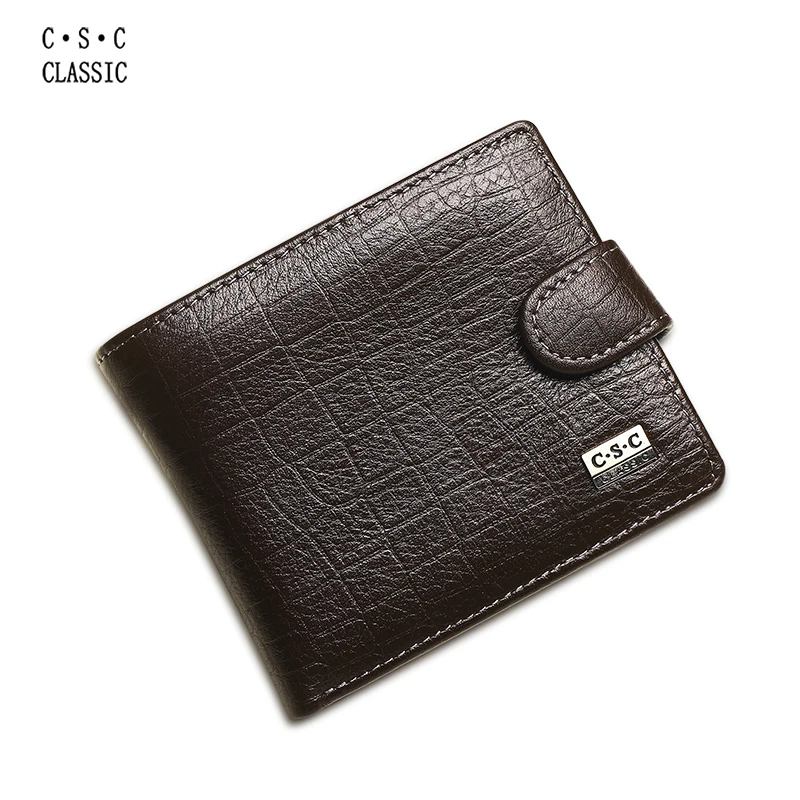 Мужской кошелек из натуральной воловьей кожи коричневый с двойной складкой