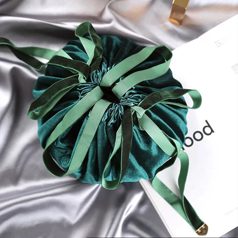 Новая бархатная сумка для макияжа с кулиской чехол женщин Большой Вместительный