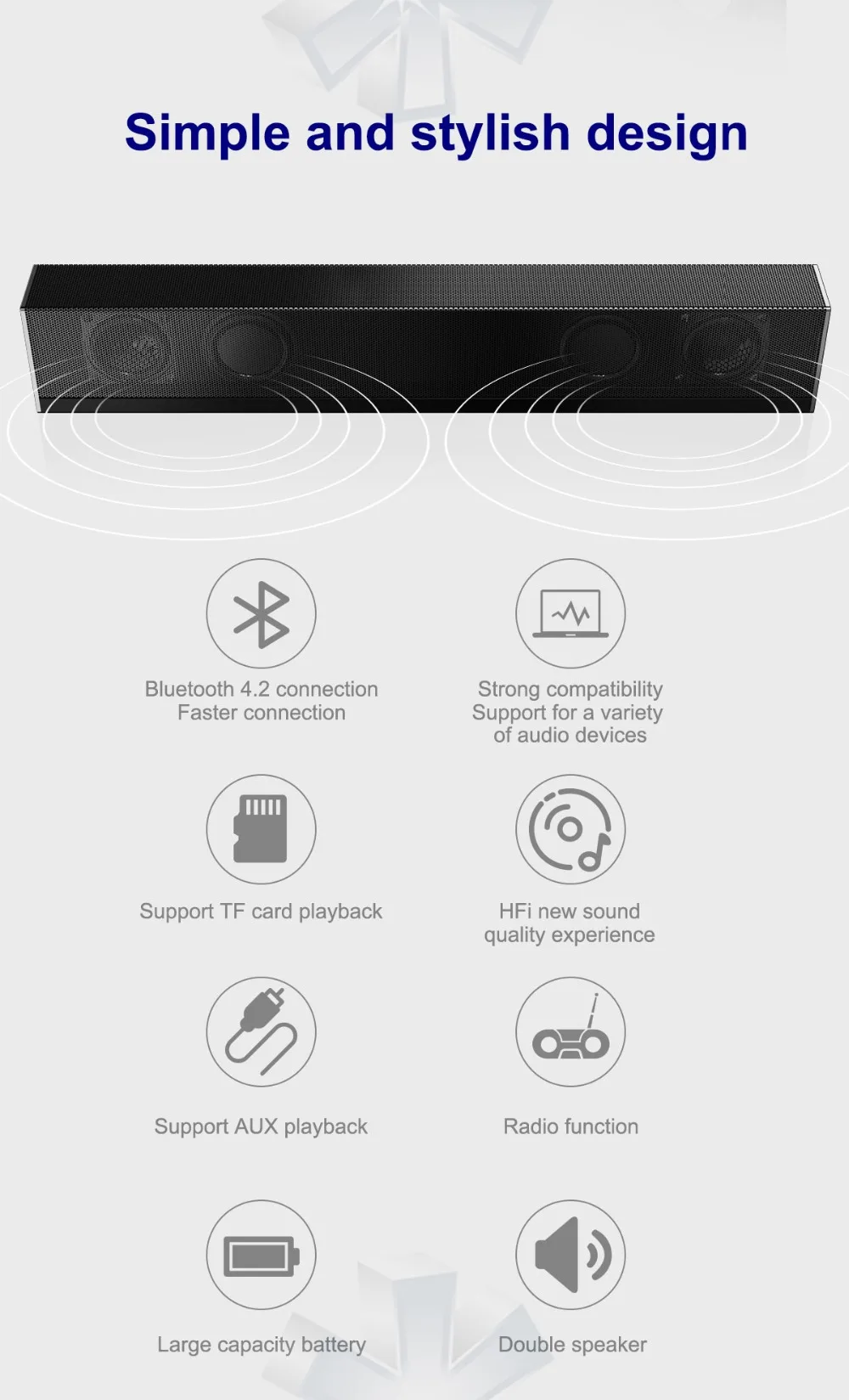 ELE ELEOPTION 20 Вт Bluetooth динамик Саундбар супер бас портативный беспроводной компьютер PC tv динамик сабвуфер микрофон для телефона Xiaomi