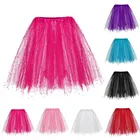 Летние женские юбки 2021 корейская мода блестящая эластичная 3-слойная Короткая Юбка для взрослых танцевальная Юбка женские юбки